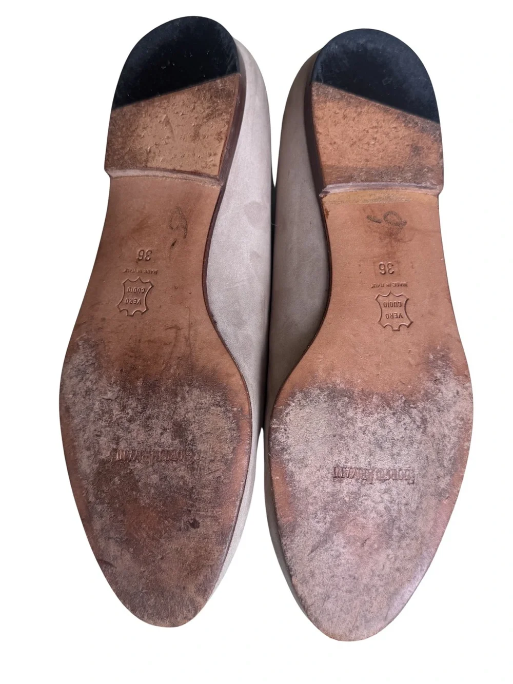 Giorgio Armani Loafers Womens EU 36 US 6 Taupe Suede Leather Flats Made Italy